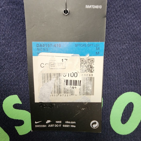Nike Sportswear Just Do It Crewneck Mens Medium (Fits as Small) Navy Blue NEW - Picture 6 of 12
